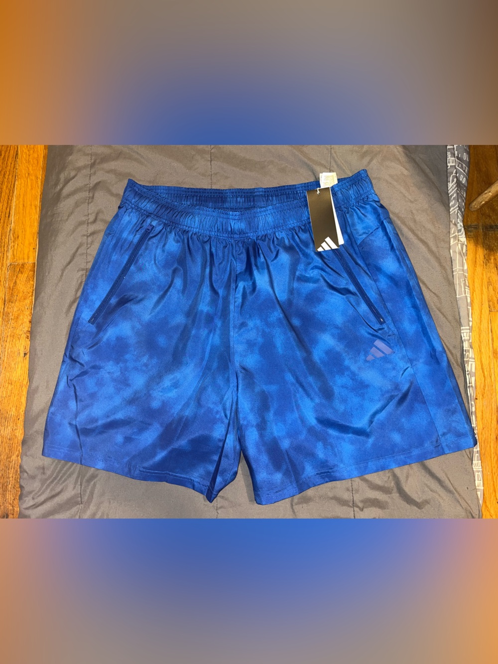 adidas Blue Athletic Shorts with Zipper Pockets